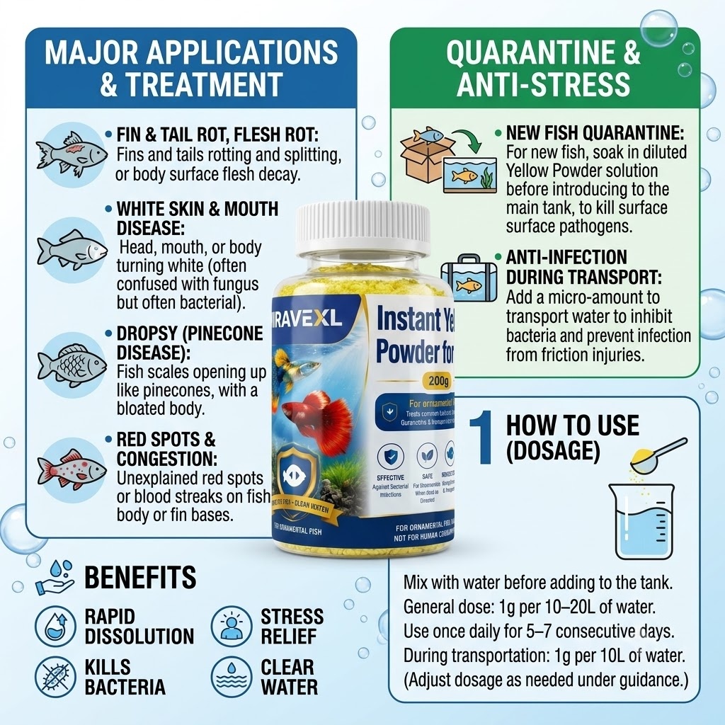 MIRAVEXL Instant Yellow Powder - Aquarium Fish Medicine review and price